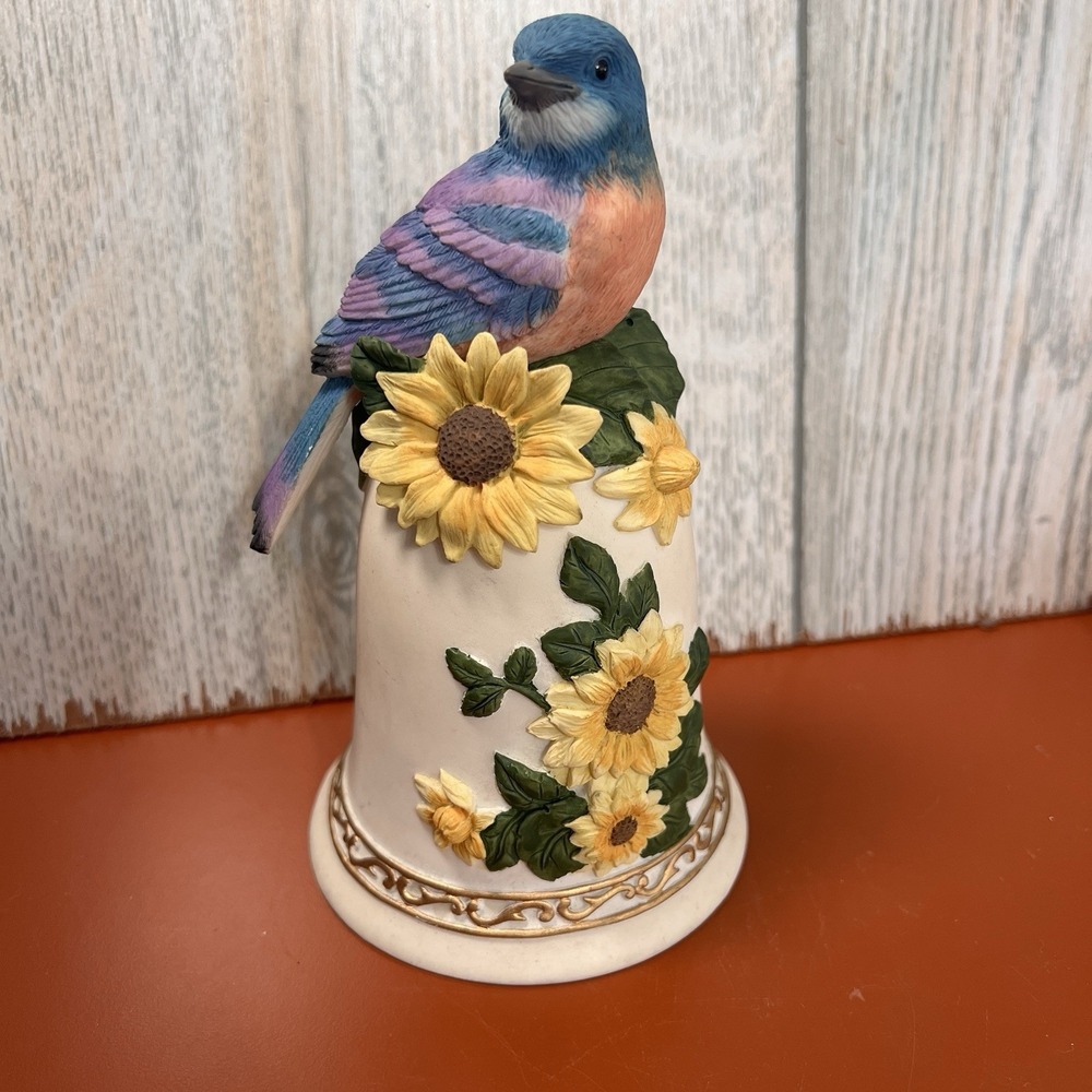 Heritage House Ceramic Bluebird Bell Music Box Plays You are my Sunshine Musical
